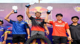 Crosser muda Astra Honda Racing Team (AHRT), Arsenio Algifari, kembali berdiri di panggung podium Kejurnas Motocross.