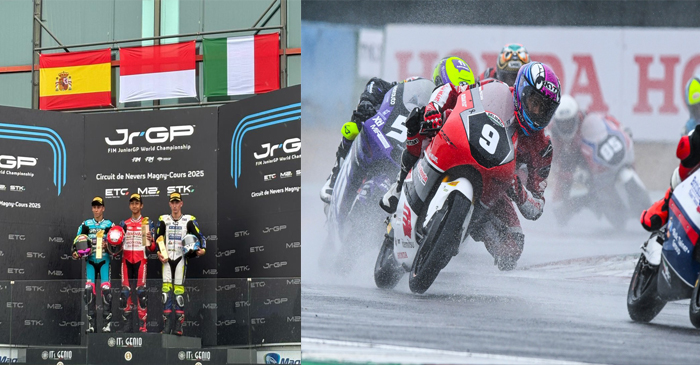 Pebalap binaan PT Astra Honda Motor (AHM), M Kiandra Ramadhipa berhasil cetak sejarah untuk Indonesia, tampil memukau dalam gelaran FIM JuniorGP World Championship yang berlangsung di Sirkuit Magny-Cours, Prancis, pada 5-6 Juli 2025.