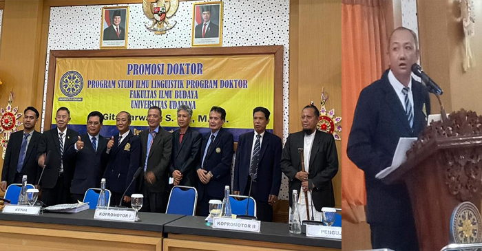 Gita Sarwadi saat Sidang Promosi Doktor.