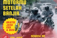 Cek kondisi motormu setelah banjir.