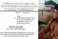 Kadis Dikbud Lotim, Izzuddin (foto kanan), dan Surat Edaran (foto kiri).