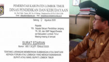 Kadis Dikbud Lotim, Izzuddin (foto kanan), dan Surat Edaran (foto kiri).