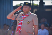 Gubernur NTB, Lalu Muhamad Iqbal saat menjadi pembina upacara pada Peringatan Hari Pramuka ke-64 tahun 2025 yang digelar di Halaman Kantor BRIDA NTB, Sabtu (16/8)/2025.