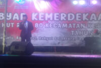 Camat Keruak, M Azhar saat sambutan pada acara penutupan Pekan Gebyar Kemerdekaan RI ke-80.