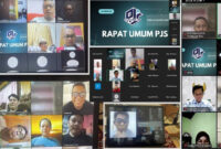 Suasana Rapat Umum PJS melalui virtual zoom meeting.