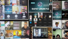 Suasana Rapat Umum PJS melalui virtual zoom meeting.