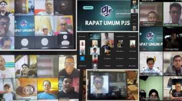 Suasana Rapat Umum PJS melalui virtual zoom meeting.