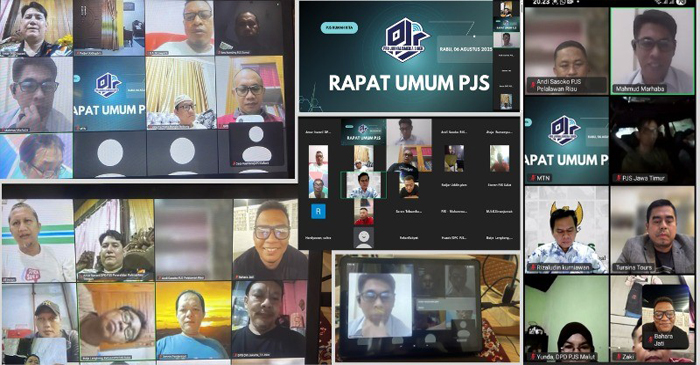 Suasana Rapat Umum PJS melalui virtual zoom meeting.