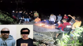Jasad korban WNA Spanyol ditemukan (foto kanan) dan dua terduga pelaku yang berhasil diamankan polisi (foto pojok kiri bawah).