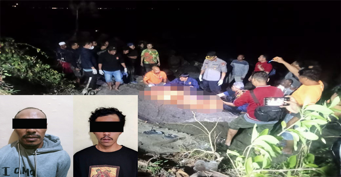 Jasad korban WNA Spanyol ditemukan (foto kanan) dan dua terduga pelaku yang berhasil diamankan polisi (foto pojok kiri bawah).