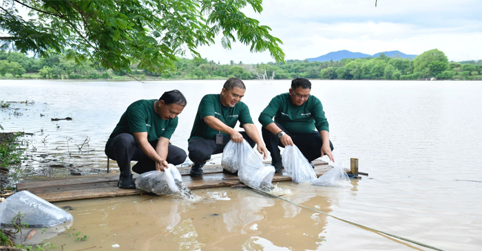Bank NTB Syariah saat menggelar kegiatan penebaran bibit ikan di kawasan Bendungan Penyaring, Kabupaten Sumbawa.