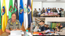 Kasat Pol PP NTB, Dr. H. Fathul Gani, M.Si (foto kiri), Tim Satgas BKC Ilegal NTB saat melaksanakan operasi pemberantasan rokok ilegal di wilayah Kabupaten dan Kota Bima (foto kanan).