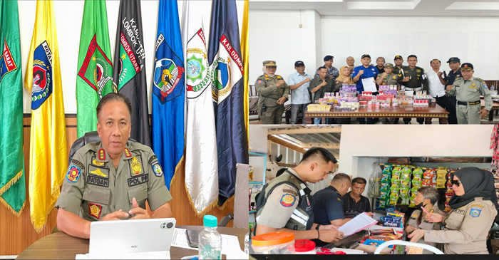 Kasat Pol PP NTB, Dr. H. Fathul Gani, M.Si (foto kiri), Tim Satgas BKC Ilegal NTB saat melaksanakan operasi pemberantasan rokok ilegal di wilayah Kabupaten dan Kota Bima (foto kanan).