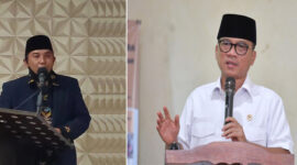 Kerua Umum PABPDSI NTB, Zubaer, S.Pd., M.AP (kiri) dan Mendes PDT, Yandri Susanto (kanan).