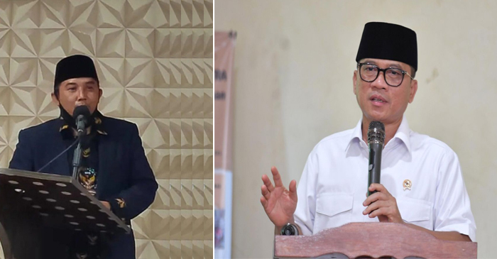 Kerua Umum PABPDSI NTB, Zubaer, S.Pd., M.AP (kiri) dan Mendes PDT, Yandri Susanto (kanan).