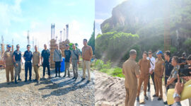 Satpol PP NTB bersama tim PWP3K NTB, Dinas terkait di lingkup Pemkab Loteng, tim Tipiter Polres Loteng, dan Camat Praya Barat, saat turun meninjau lokasi pembangunan tanpa izin, di sempadan pantai Selong Belanak.