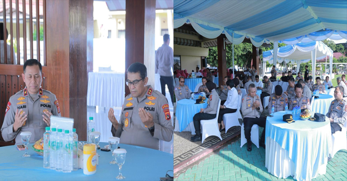 Suasana doa bersama ‘’Pray for Sumatera’’, di Tribun Lapangan Bhara Daksa Polda NTB, Senin pagi (8/12/2025).