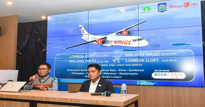 Corporate Communication Strategy Lion Air Group, Danang Mandala Prihantoro (kiri) dan General Manager (GM) Angkasa Pura I BIZAM Lombok, Aidil Philip Julian (kanan).