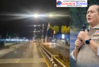 Gubernur NTB, Lalu Muhamad Iqbal (kanan) dan Lampu Penerangan Jalan (kiri).