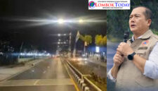 Gubernur NTB, Lalu Muhamad Iqbal (kanan) dan Lampu Penerangan Jalan (kiri).