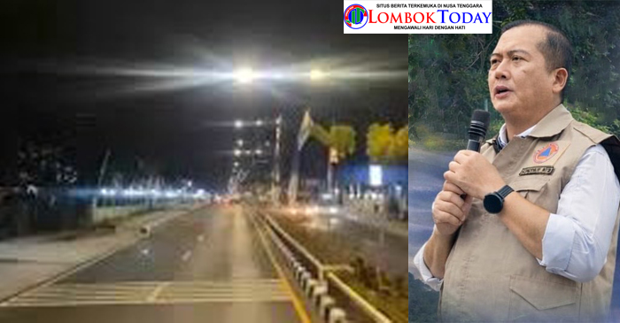 Gubernur NTB, Lalu Muhamad Iqbal (kanan) dan Lampu Penerangan Jalan (kiri).