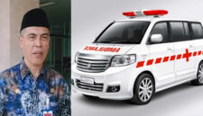 Kadis Kominfotik NTB, H Yusron Hadi (kiri) dan Mobil Ambulans (kanan).