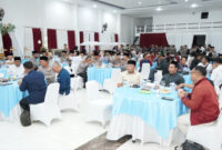 Suasana acara buka puasa bersama di Gedung Sasana Dharma, Mapolda NTB.