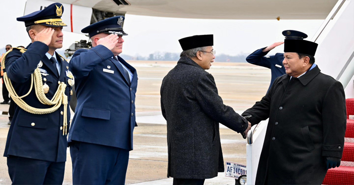 Presiden Prabowo Subianto saat tiba di Amerika Serikat, pada Selasa (17/2/2026) pukul 11.55 waktu setempat.