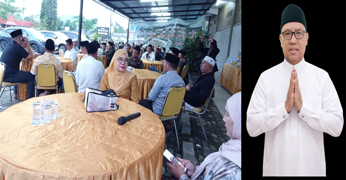 Suasana kegiatan buka puasa bersama yang digelar DPD Partai Golkar Kabupaten Lombok Barat (foto kiri), Sekretaris DPD Partai Golkar Lombok Barat, Adi Subardi, SH (foto kanan).