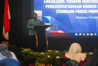 Ketua TP PKK NTB, Sinta Agathia Iqbal saat memberikan sambutan dalam forum TEMBANG PUGIS NTB 2026, di Hotel Lombok Raya, Mataram, Selasa (7/4/2026).