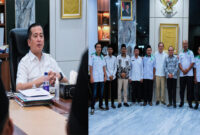 Gubernur NTB, Lalu Muhamad Iqbal saat menerima audiensi Pemuda NTB, di ruang kerjanya, Kamis (30/4/2026)-(foto kiri), dan suasana pose bersama usai audiensi (foto kanan).
