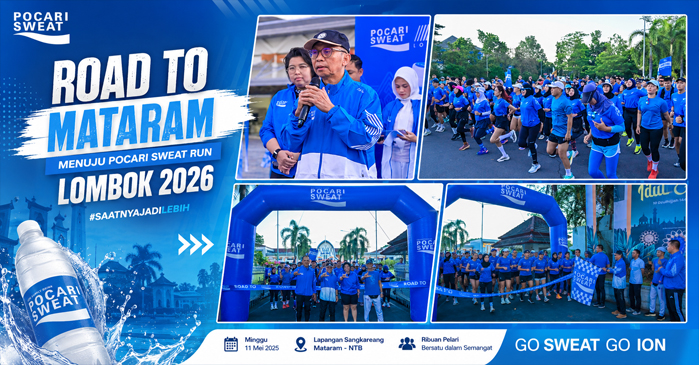 Suasana pelepasan 550 pelari (runners) yang mengikuti kegiatan Road to Mataram sebagai bagian dari rangkaian menuju Pocari Sweat Run Lombok 2026, Minggu (31/5/2026).