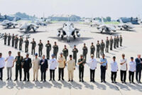 Suasana penyerahan sejumlah alat utama sistem persenjataan (alutsista) strategis kepada TNI di Pangkalan Udara Halim Perdanakusuma, Jakarta, Senin (18/5/2026).