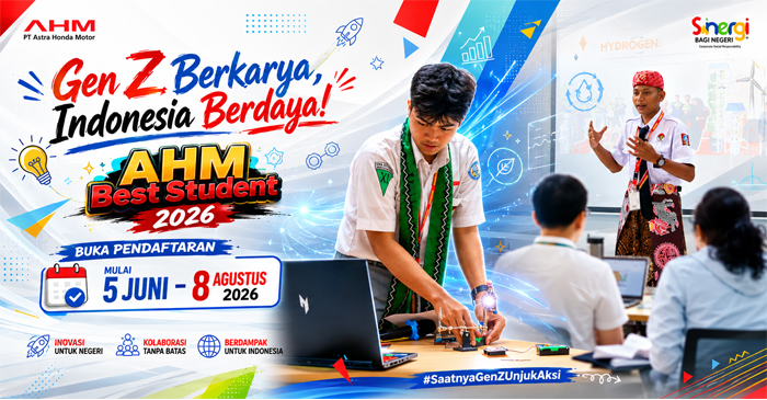 Dengan mengusung tema “Gen Z Berkarya, Indonesia Berdaya!”, AHM Best Student membuka pendaftaran mulai 5 Juni-8 Agustus 2026.