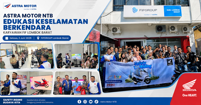 Astra Motor NTB melalui tim Safety Riding saat menggelar kegiatan edukasi keselamatan berkendara bagi karyawan PT FIF Cabang Lombok Barat, pada Selasa (2/6/2026).