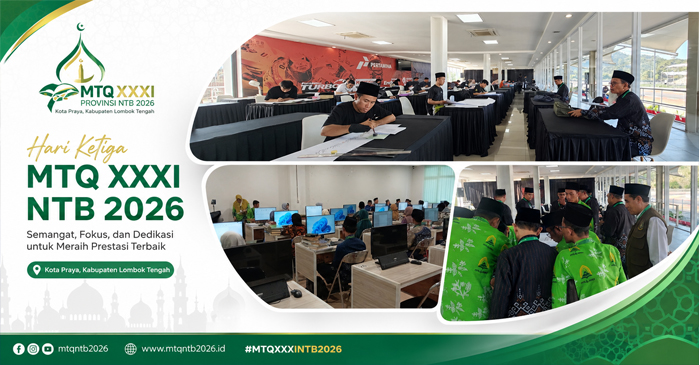 Suasana hari ketiga pelaksanaan MTQ XXXI NTB 2026 di Kota Praya, Kabupaten Loteng berjalan lancar, khidmat, aman, dan tertib.