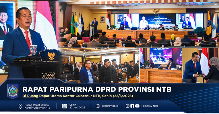 Suasana Rapat Paripurna DPRD Provinsi NTB, di Ruang Rapat Utama, Kantor Gubernur NTB, Senin (22/6/2026).
