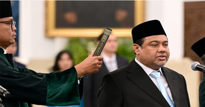 Said Iqbal saat dilantik sebagai Penasihat Khusus Presiden Bidang Ketenagakerjaan dan Kesejahteraan Buruh pada Senin (8/6/2026), di Istana Negara, Jakarta.