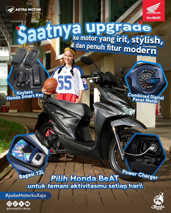 Honda BeAT generasi keenam meluncur di NTB, ada Smart Key dan promo DP Rp1 jutaan.