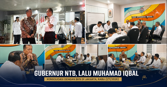Gubernur NTB, Lalu Muhamad Iqbal saat menghadiri konsolidasi bersama Kepala BKN RI, Prof. Dr. Zudan Arif Fakrulloh, di Kantor BKN, Jakarta, Rabu (1/7/2026).