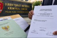 Kuasa hukum I Gede Gunanta, Hasan Basri, SH., CPM saat menyampaikan pengaduan tindak pidana ke Direktorat Reserse Kriminal Umum Polda NTB.