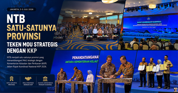 Suasana penandatanganan MoU yang dilakukan langsung oleh Menteri Kelautan dan Perikanan RI, Sakti Wahyu Trenggono, bersama Gubernur NTB, Lalu Muhamad Iqbal, di Kantor KKP, Jakarta, Kamis (2/7/2026).