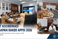 Suasana rapat koordinasi persiapan Raker APPSI 2026 yang dipimpin Sekda NTB, Abul Chair, di Kantor Gubernur NTB, Senin (13/7/2026).