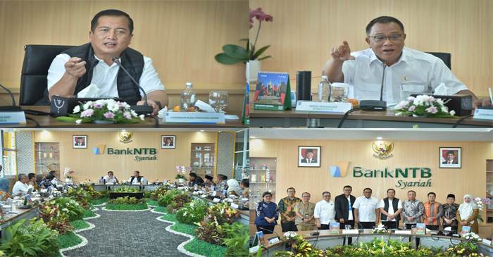 Suasana rapat koordinasi dan sinkronisasi program Lingkungan Hidup yang dipimpin Menteri Lingkungan Hidup RI, Mohammad Jumhur Hidayat, bersama Gubernur NTB, Lalu Muhamad Iqbal, yang dihadiri oleh bupati dan walikota se-NTB, di Aula Bank NTB Syariah, Mataram, Selasa (7/7/2026).