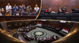 Suasana sidang Pengucapan Putusan Pengujian Undang-Undang tentang pemisahan Anggaran Makan Bergizi Gratis (MBG), di Ruang Sidang MK, Kamis (30/7/2026).