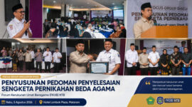 Suasana FGD bertajuk ‘’Penyusunan Pedoman Penyelesaian Sengketa Pernikahan Beda Agama’’ yang digelar FKUB NTB, di Hotel Lombok Plaza, Mataram, Rabu (5/8/2026).