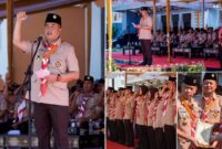 Gubernur NTB, Lalu Muhamad Iqbal saat memimpin Upacara Peringatan Hari Pramuka ke-65 Tingkat Kwarda NTB, di Lapangan Bumi Gora, Kantor Gubernur NTB, Sabtu (29/8/2026).