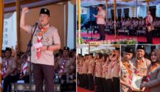 Gubernur NTB, Lalu Muhamad Iqbal saat memimpin Upacara Peringatan Hari Pramuka ke-65 Tingkat Kwarda NTB, di Lapangan Bumi Gora, Kantor Gubernur NTB, Sabtu (29/8/2026).