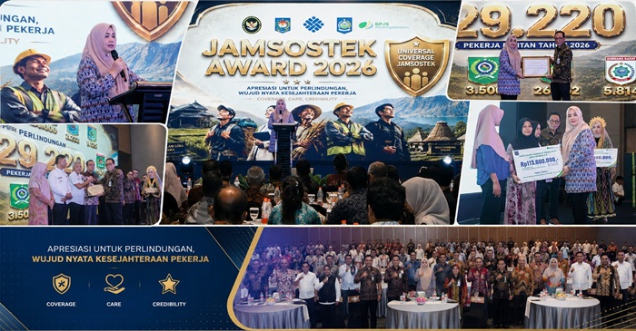 Suasana acara Jamsostek Award 2026 Tingkat Provinsi NTB yang digelar di Prime Park Hotel, Mataram, Rabu (26/8/2026).