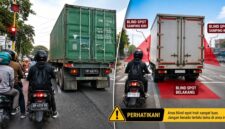 Jangan berhenti di samping kendaraan besar saat lampu merah, karena sangat berisiko bagi pengendara motor.